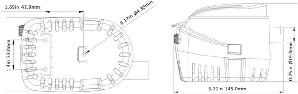Bilge Pump for Boats Automatic, Small, High Efficiency, Low Current, Low Noise, Approx. 12V