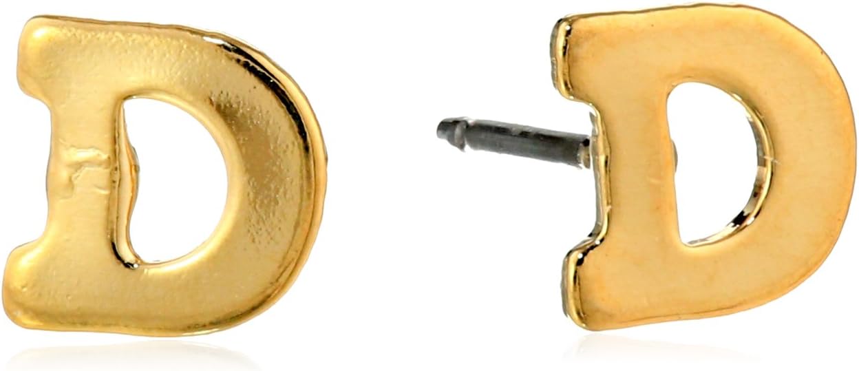 1928 Jewelry 14k Gold-Dipped Initial Button Stud Earrings