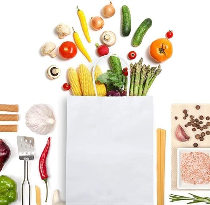 Image of Gift Bags -25pcs 12x16x5 inch Large White Kraft Paper Bags with Handles- Paper Carry Bags for Shopping Retail Merchandise, Party Favor Return Gift Bag, Disposable
