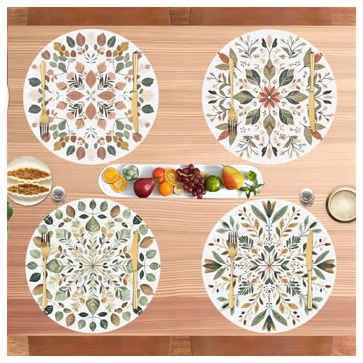 Woven Round Placemats Set of 4 - Washable Thick Linen Fabric Table Mats Color for Dining, Party Kitchen & Home Decor, Decorative & Durable - 14 inch C11
