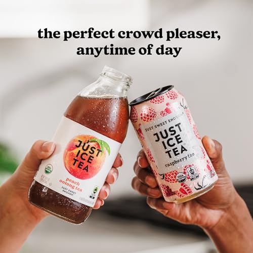 Image of Just Ice Tea, Enjoy Mint Iced Tea, 12-Pack (12oz Cans), Caffeine Free Herbal Tea, USDA Certified Organic, Real Brewed, Low Calorie, No Artificial Sweeteners, Fair Trade, Made in USA.