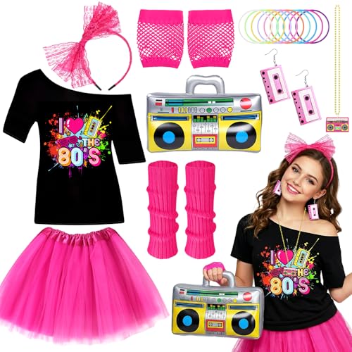 Saier tbo Disfraz de los años 80 para mujer, Halloween, carnaval, fiesta temática retro (estilo 1, M)