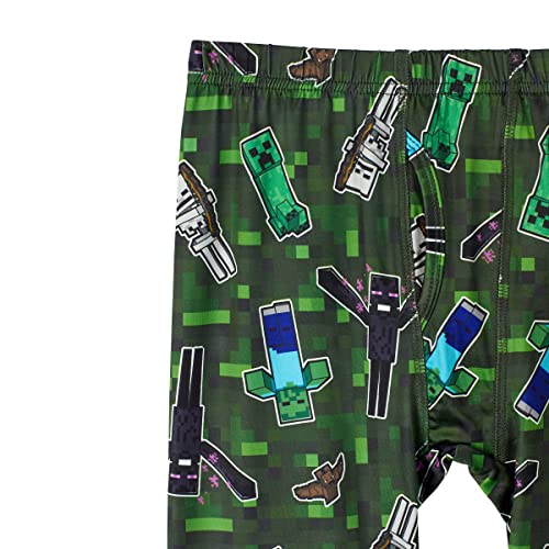 Minecraft Boys Thermal Underwear Set For Kids 2 Piece Base Layer Shirt And Long John Leggings For Kids Pajamas Black-Green #TOP5