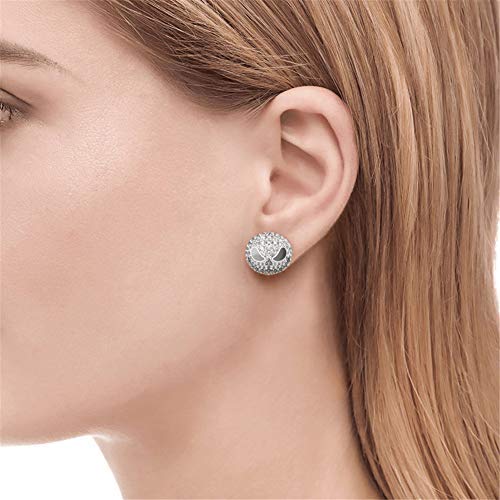 Image of Jeulia Nightmare Earrings Jack Stud Earrings for Women Men Diamond 925 Sterling Silver Punk Drop Gothic Skeleton Dangle Hoop Black Piercing Earrings Halloween Jewelry Romantic Jewelry Gift for Her Christmas Birthday Gift