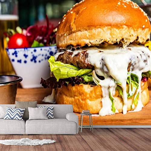 Modern Wall Murals 3D Hamburger Salad Beer Peel And Stick Wallpaper Removable Self-Adhesive Pvc Wall Stickers For Living Room Bedroom Wall Decor #TOP30