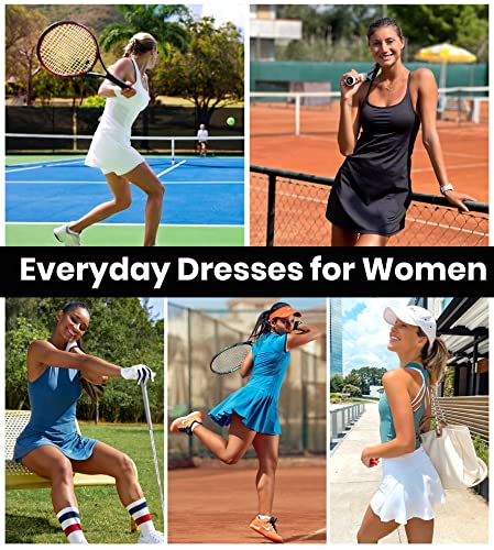 Womens Tennis Dress With Shorts Underneath Workout Dress With Built-In Bra Athletic Dresses Golf Dress Exercise Dress Black #TOP5