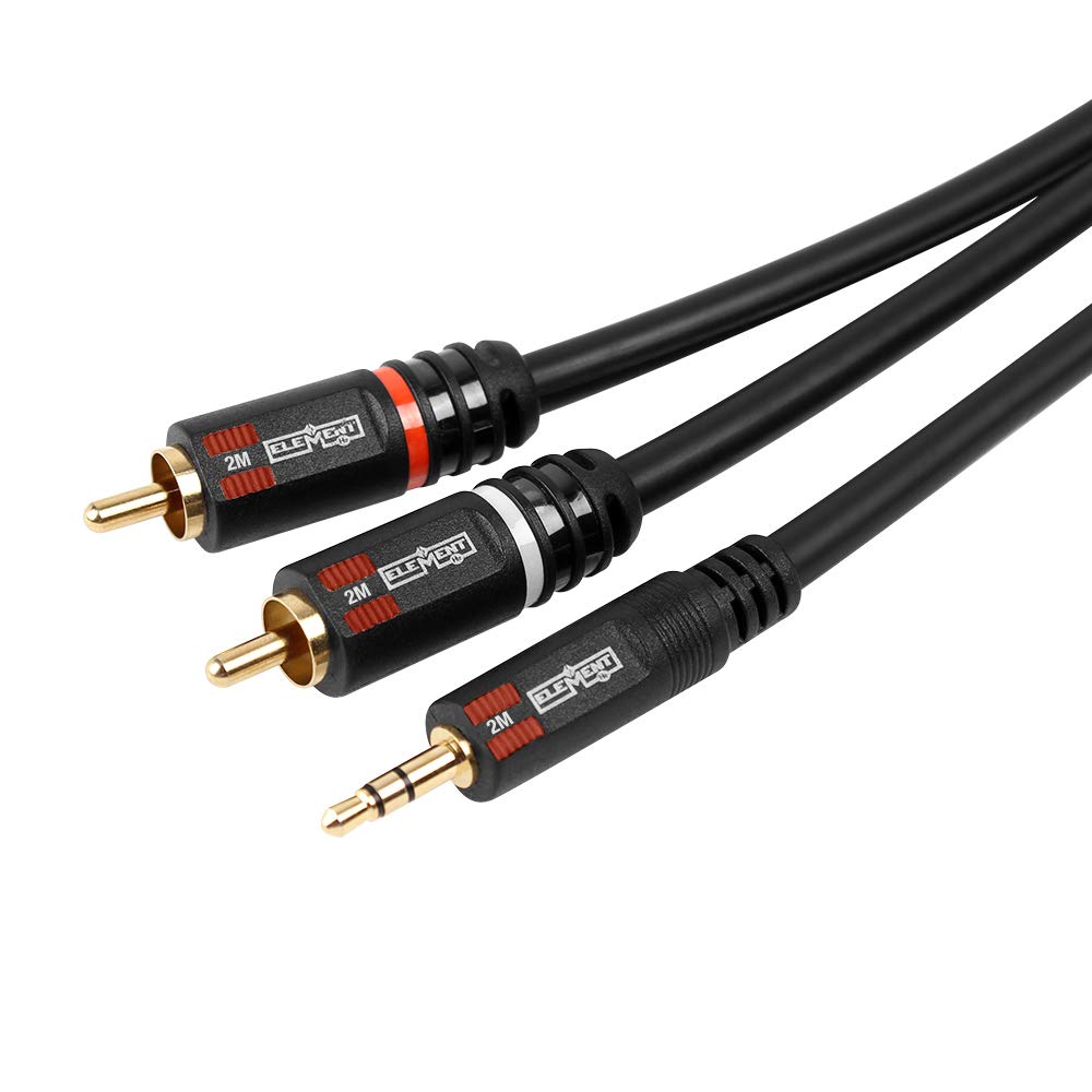 Element-Hz 3.5mm (1/8 in.) Mini Stereo to Dual RCA Male, 2M, 6.6ft