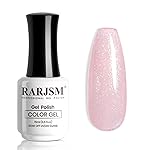 RARJSM Nude Sheer Pink Rainbow Glitter Gel Nail Polish Chunky Gold Iridescent Sparkle Shimmer Diamond Jelly Transparent Pink Gel Polish Single Bottle Soak off UV LED Cured for Home Salon Manicure 15ML