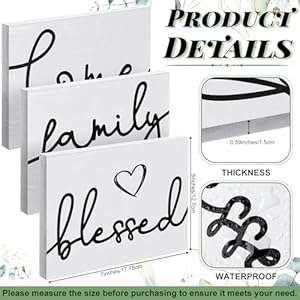 Jetec 3 Pcs Family Home Blessed Rustic Wood Sign Mini Wood Decorative Farmhouse Woodworks Decor Table Decorations Sign for Bedroom Kitchen Living Room Table DecorWhite5 x 7 x 059 in