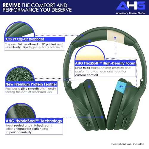 Kit de almohadillas y diadema de reemplazo AHG Accessory House Global para Bose QuietComfort 2023 QC45 QCSE QC35 II, color verde ciprés miniatura 3