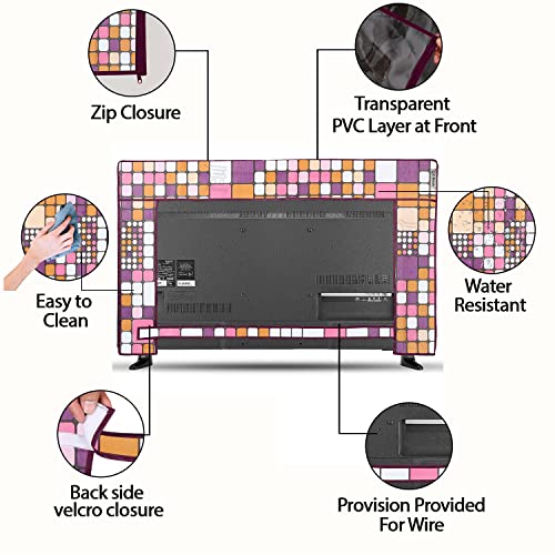 Image of Transparent LCD /LED T.V Protector Cover with Zipper Enclosure for 32 Inch Suitable for All Major Brand & Model (Color-Pink, Size-29x3x19 Inches)