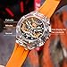 Imagen de RORIOS Reloj de Pulsera Moda para Hombres Reloj Especial Transparente Reloj Analógico Cuarzo Relojes Multifuncional Cronógrafo Correa de Goma Naranja