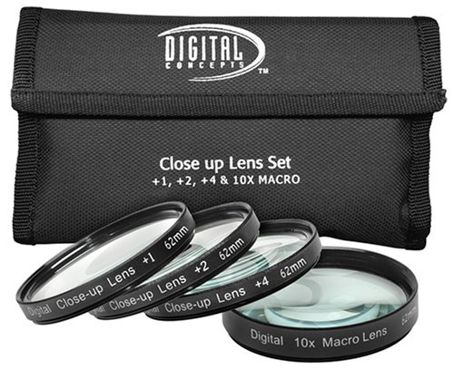Digital Concepts +1 +2 +4 +10 Close-Up Macro Filter Set With Pouch (62Mm) #TOP2