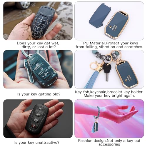 Image of For Kia Key Fob Cover Accessories,Matte TPU Material, With a Cute Leather Keychain,For Telluride,Carnival,K5 gt line,K5,Forte,K4,Sorento, Sportage And Other Models.
