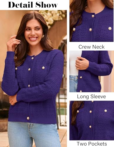 Image of GRACE KARIN Women's Fall Cardigan Sweaters Button Knit Jackets | Open Front,Long Sleeve,Crewneck,with Pockets,Cropped,Work,Business,Causal,Lightweight,Fashion,Dressy,Trendy,Outfits,Clothes
