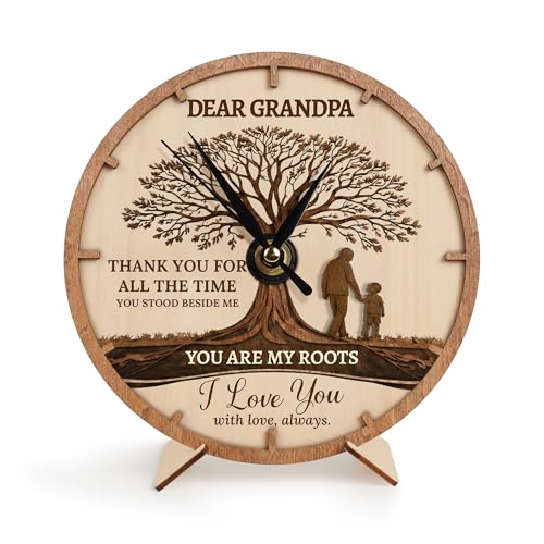 HYPERI Gift for Grandpa from Grandkids, Granddaughter, Grandson, Fathers Day Dad Clock Unique Father's Day Clock for Grandfather, Happy Birthday Presents for Elderly Papa, Sentimental Gift Idea