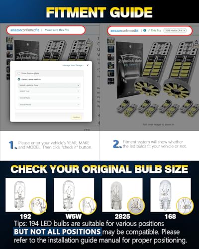 image for Zakolak 10Pcs 194 T10 168 W5W 2825 LED Bulb, Super Bright LED Car Inte