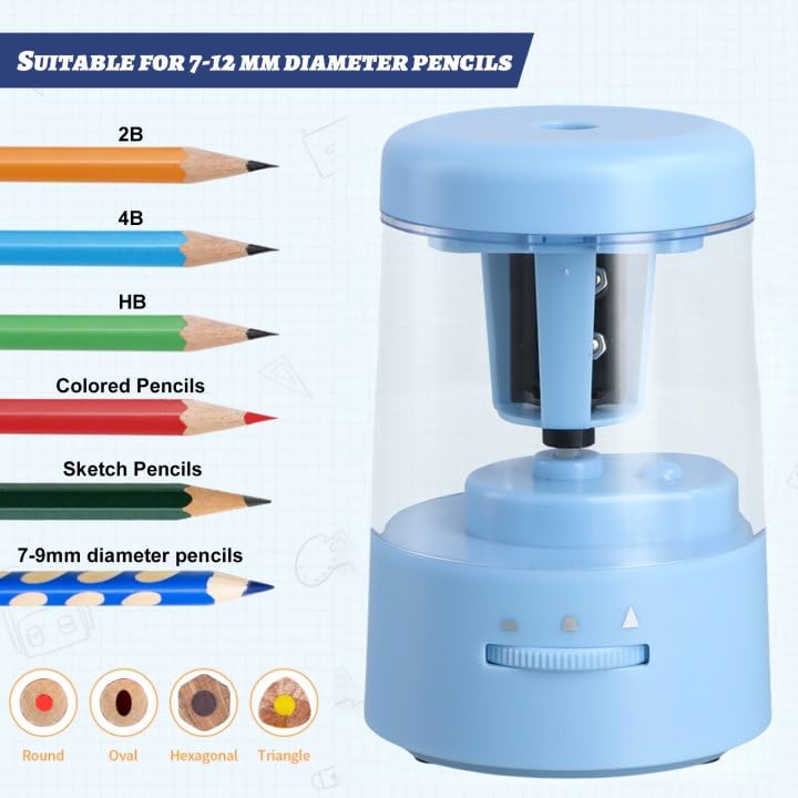 Shengxi Taille-Crayon Électrique Automatique Pour Enfants Et Adultes – Rechargeable USB Ou Piles AA, Compatible Crayons 7-12mm, Affûtage Rapide Et Précis