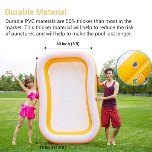 Image of Mandarin Swimming Pool Big Size 7.5 Feet Portable, Inflatable Bathtub for Adults | Large Family Swimming | Swim Center Above Ground, Pool for Adults&Kids | Multicolor.Holi