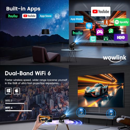 Image of [Built-in App & 2026 Upgraded] Mini Projector with WiFi 6 and Bluetooth 5.4
