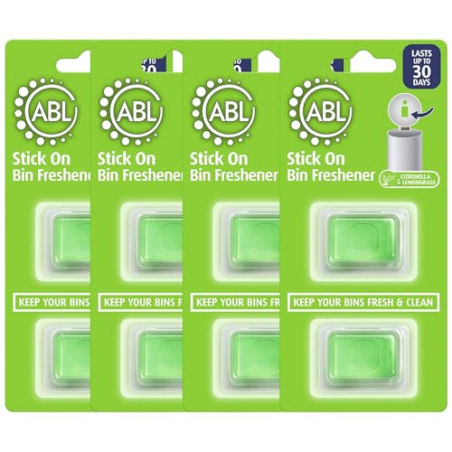 8 X Bin Freshener Stick On Bin Freshener And Odour Eliminator | Citronella & Lemongrass Deodoriser Smell Fresh