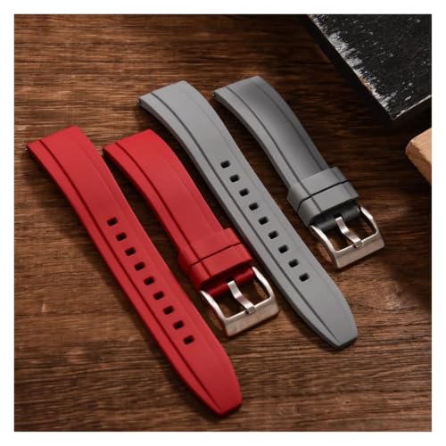 Sangles de montre en caoutchouc fluoré marron 21mm avec boucle ardillon interchangeable - 4