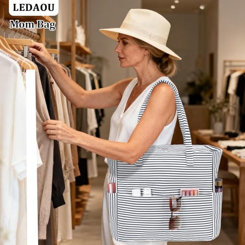 Image of LEDAOU Large Beach Bag Women Waterproof Sandproof Zipper Beach Tote Pool Bag for Swim Gym Grocery Travel with Wet Pocket