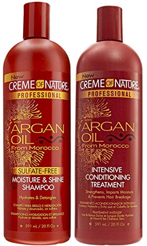 Shampooing hydratant Creme of Nature et traitement intensif argan pour réparer les cheveux secs