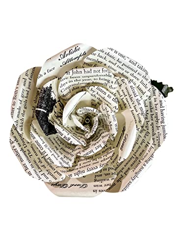 Literary Blooms Handmade Little Women Paper Flowers, Paper Roses Made from Preloved Book Pages, Bookworm Gift for Anniversaries, Birthdays, Graduations, Weddings- 5 Inch Medium
