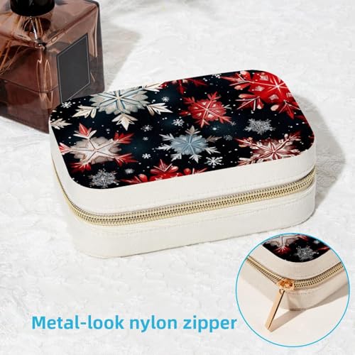 Boîte à bijoux flocons de neige multi-compartiments et étui portable bagues - 7