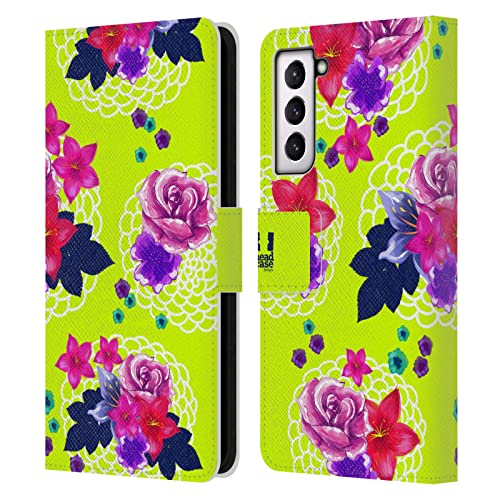 Coque Samsung S21 FE 5G portefeuille en cuir aux finitions peintes main