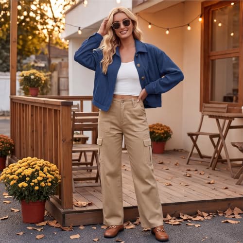 Gumipy Womens Corduroy Jacket Button Up Cropped Long Sleeve Fall Cardigans - image 4