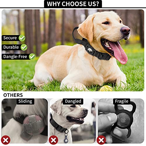 Tactical Airtag Dog Collar, Feeyar Heavy Duty Air Tag Dog Collar [Thick & Wide], Military Dog Collar With Apple Airtag Holder And Handle, Adjustable Gps Dog Collar For Medium Large Dogs (L, Black) #TOP1