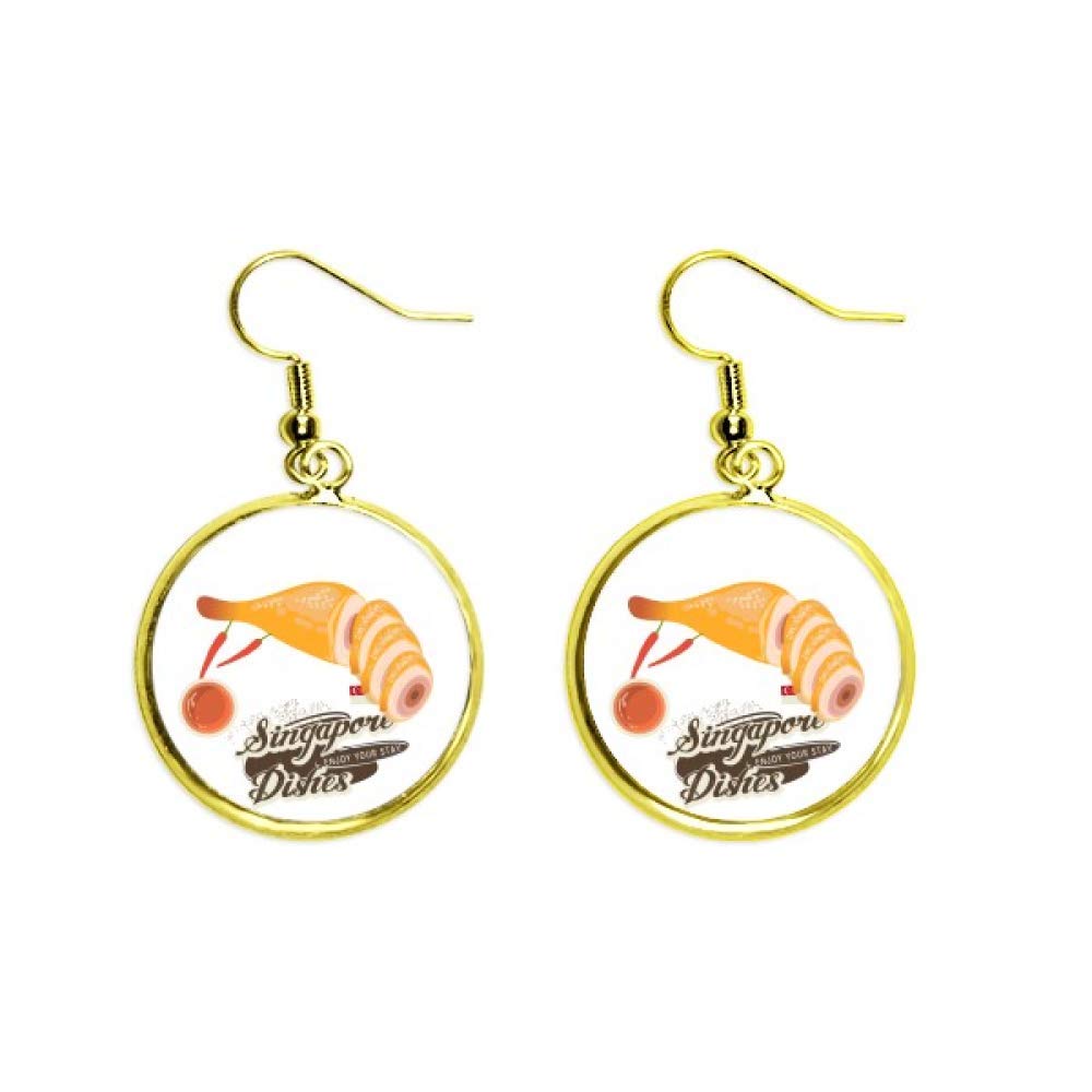 Pendientes dorados pollo de Hainan Singapur con acabado de alta bisutería fina para mujer 2