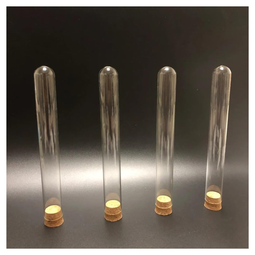 Cristalería de Laboratorio Tubo de ensayo de vidrio de fondo redondo con tapón, 18 x 180 mm, 50 unidades por paquete.