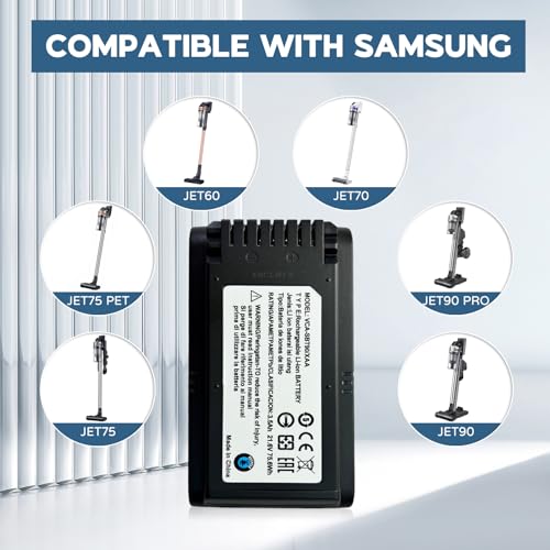 Akku für Samsung JET60 JET65 JET70 JET75 JET90 Samsung kabellosen Staubsauger, Ersatz für Akku-Modell VCA-SBTA60 VCA-SBT90 VCA-SBT90EB.Nicht die Staubsauger der Serien Jet 85 JET95 und Jet Bespoke