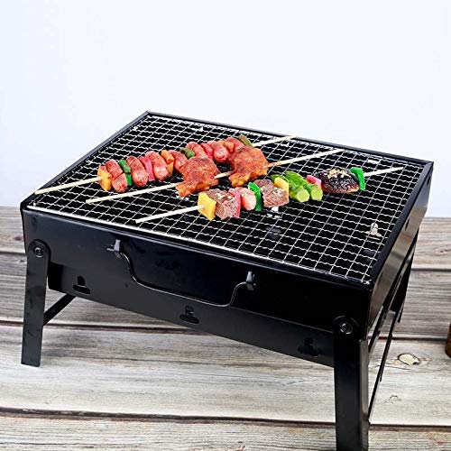 Barbacoa de carbón compacta de 36X30X8cm, Barbacoa, Parrilla, Cocina, Barras, Fumador, Camping al Aire Libre