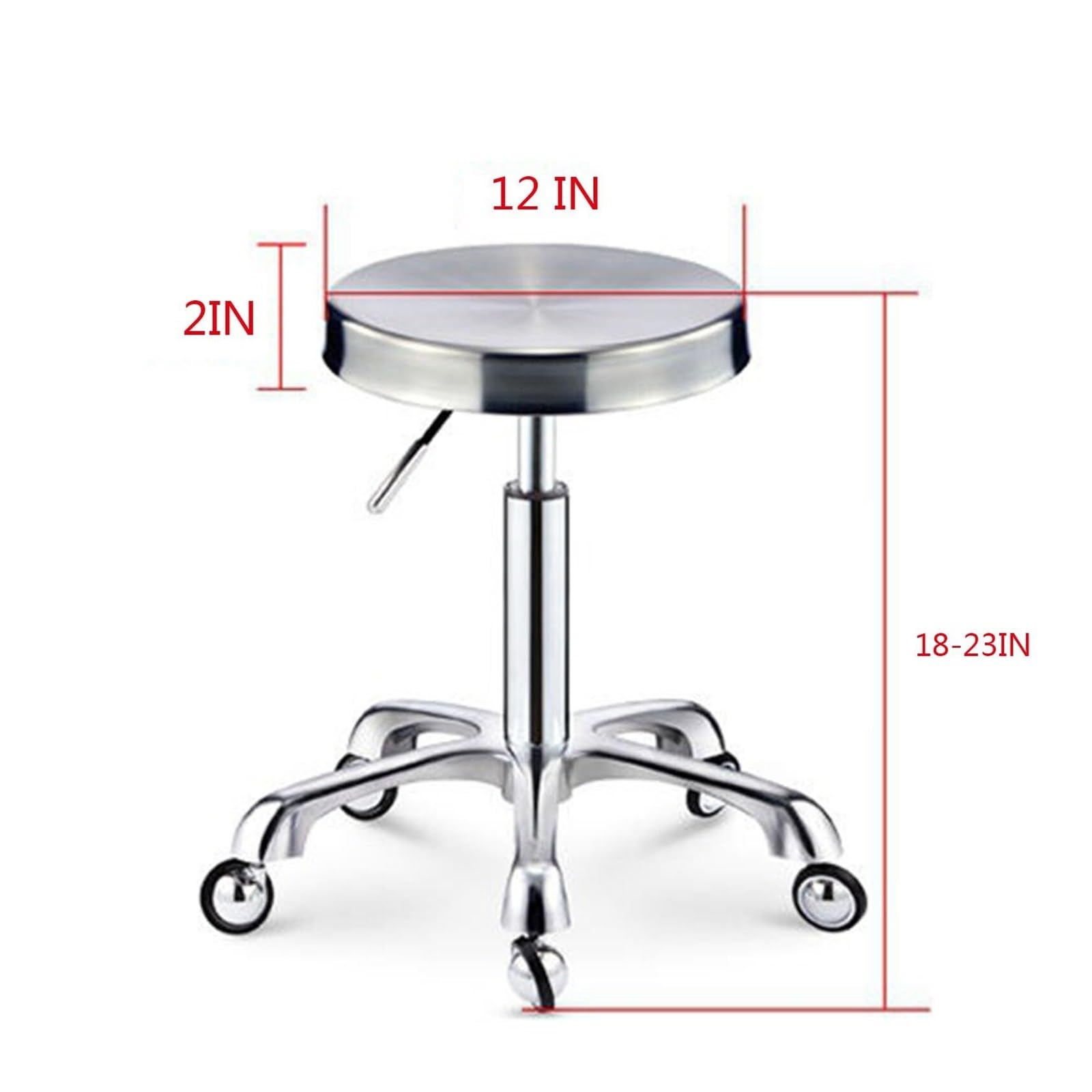 Rollhocker aus Edelstahl, robust, für Labor, Büro, Barbier, Küche, Geschäft