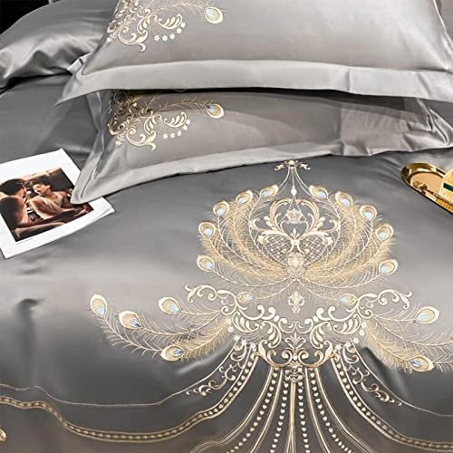 Parure de lit brodée anti-glissement avec attaches de coin et zip