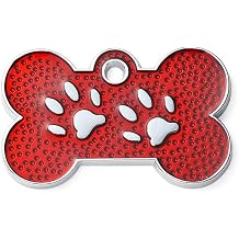 Personalized Pet Name Tags - paw Print Customizable Dog tag, Custom pet ID tag, Engraved Puppy Name tag, Cute Puppy ID tag for Dog Collar, Custom Dog Tags Red, Small