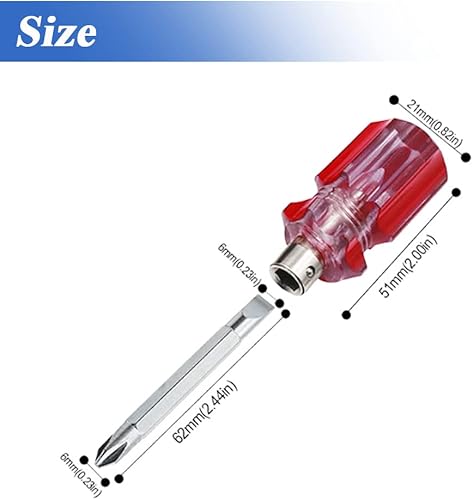 Miniatura 2 de 5 destornilladores magnéticos rechonchos con cabeza Phillips y cabeza plana, herramienta de punta plana intercambiable 2 en 1 para desmontar y