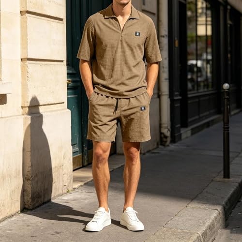 Ensemble short homme uni et confortable décontracté - 3