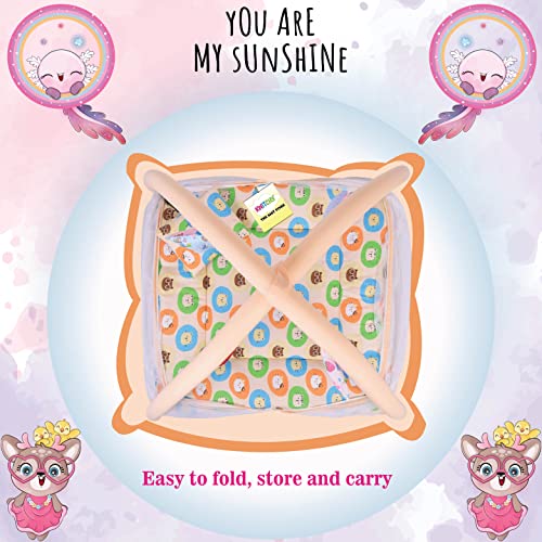 Image of Kwitchy Baby Bedding Set New Born Baby Bed | Mattress | Mosquito Net | Play Gym | Playmats | Floor Gym | Cotton | Infants | Gift Pack | Bed with Hanging Toys (0-6 Months, Orange)