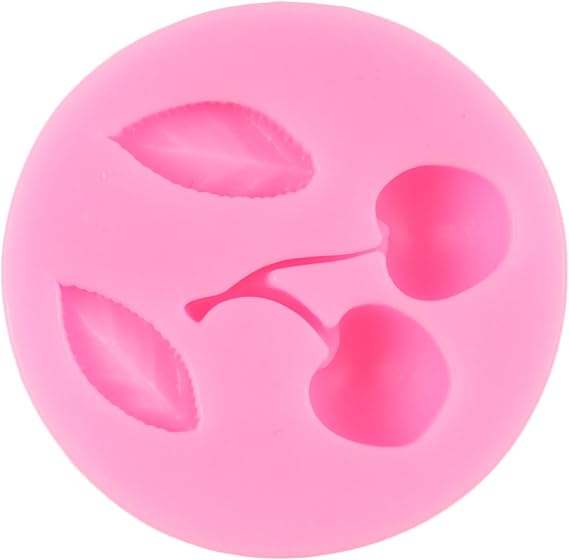Mini Cherry Silicone Molds Cherry Leaves Fondant Mold for Cake Decoration Chocolate Cupcake Topper Candy Polymer Clay Gum Paste