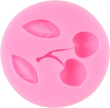 Mini Cherry Silicone Molds Cherry Leaves Fondant Mold for Cake Decoration Chocolate Cupcake Topper Candy Polymer Clay Gum Paste