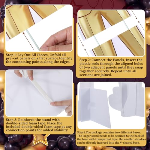 Image of 4 Pcs Movie Night Party Decorations Includes Film Strip Cardboard Star Cutout Gold Man Standees with Sturdy Bases for Movie Red Carpet Themed Birthday Party Photo Booth Props