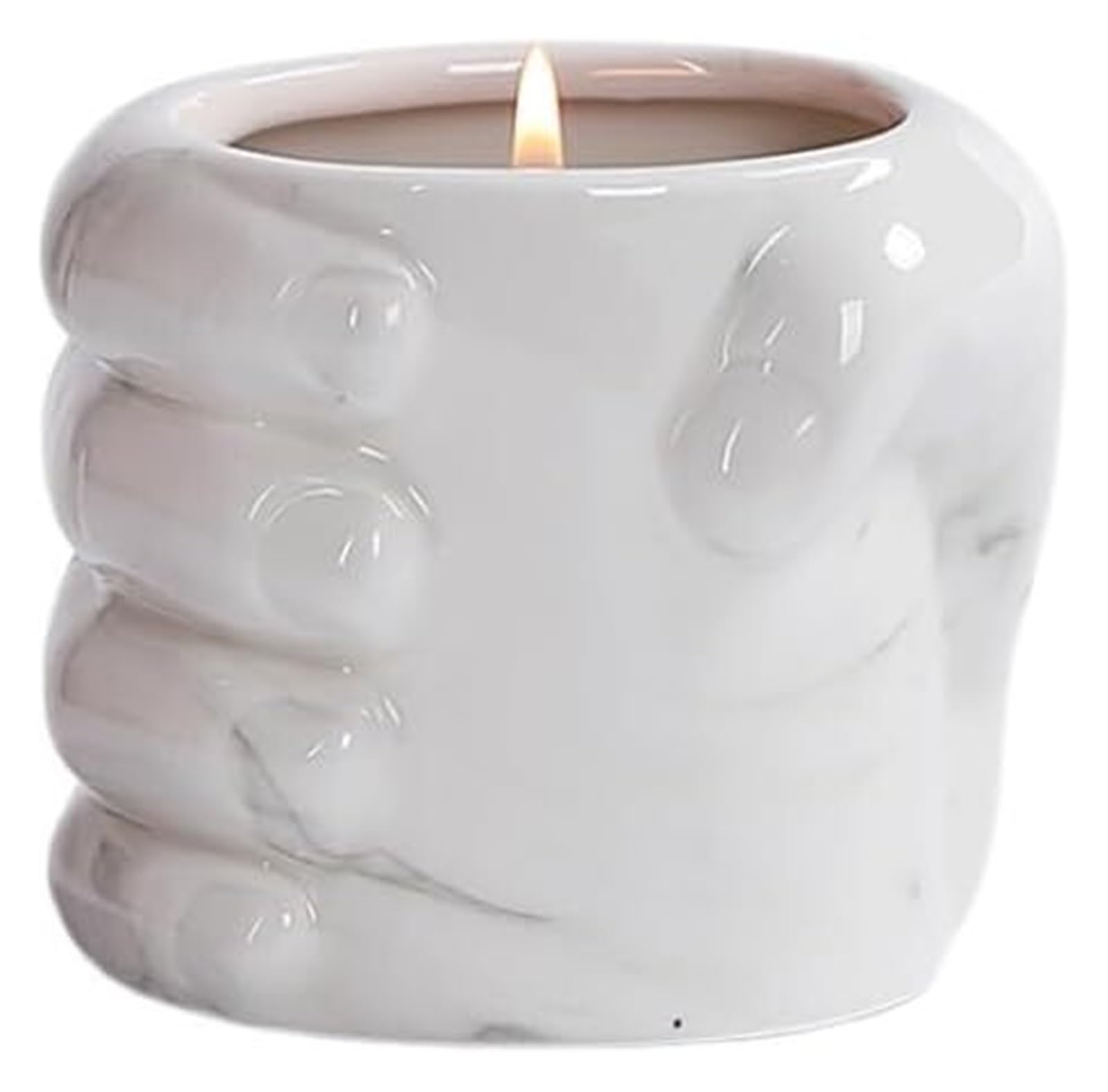 Ceramic candlestick, Porcelain Ceramic Hand Holding Candlestick Holder With Aromatherapy Candle Cup Indoor(C)
