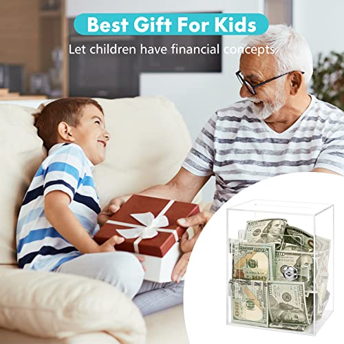 Large Clear Piggy Bank, Piggy Bank For Adults, Openable Piggy Bank Money Box With Key And Dog Stickers, Kids' Money Banks Coins Saving Pot Cash Container Box Coin Jar For Boys And Girls Gift #TOP5