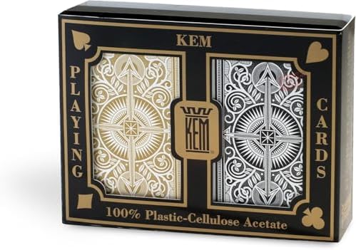 Kem Playing Cards Arrow Black and Gold, Bridge Size- Standard Index Playing Cards (Pack of 2), 1017401