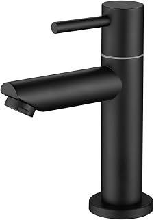 Waschtischarmatur Kaltwasser in Schwarz, Armatur für Gäste-WC, 93.4mm